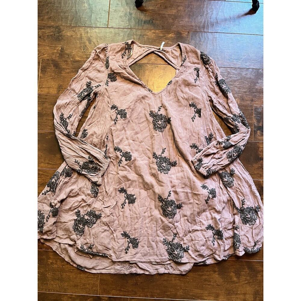 Free People S Long Sleeve Emma Austin Dress Floral Embroidered Boho